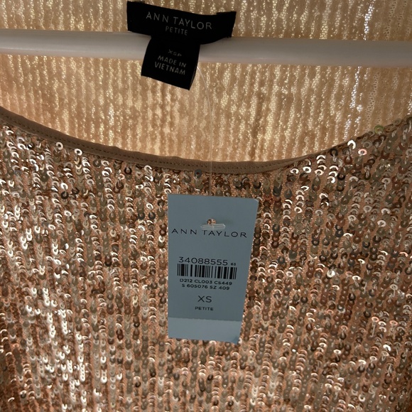 Ann Taylor Gold Sequin Raglan Sleeve Top - Picture 2 of 4